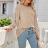 Long Sleeve Tops for Women Crewneck Sweatshirt Casual Slim Fit Shirts Lightweight Pullover Solid Dressy Blouse Tunics Beige view 2
