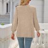 Long Sleeve Tops for Women Crewneck Sweatshirt Casual Slim Fit Shirts Lightweight Pullover Solid Dressy Blouse Tunics Beige view 4
