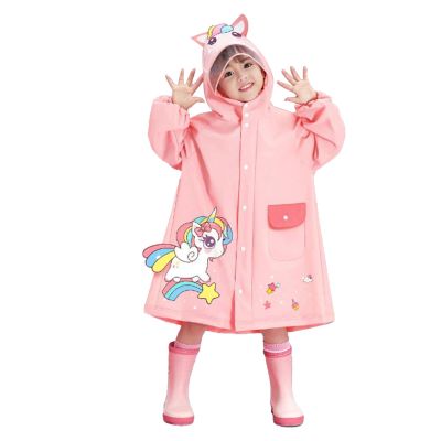 AUNMAS Kids Raincoat, Lightweight Portable Rainwear for Girl Boy with Adorable Patterns and Comfortable (L)