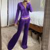 Uillui Womens Acitve Velour Tracksuit Set Y2K Teen Girls Trendy Clothing Zip Crop Hoodie Workout Pants Sweatsuit Jogging Set view 2