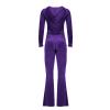 Uillui Womens Acitve Velour Tracksuit Set Y2K Teen Girls Trendy Clothing Zip Crop Hoodie Workout Pants Sweatsuit Jogging Set view 4