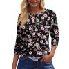 3/4 Length Sleeve Womens Tops Dressy Casual Blouses - Spring Fashion 2026 Plus Size Crew Neck Fitted Tshirt - Business Teacher Going Out Trendy Tops Tunics for Leggings 03-Pink 4X-Large view 3