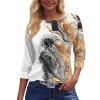 3/4 Length Sleeve Womens Tops Dressy Casual Blouses - Spring Fashion 2026 Plus Size Crew Neck Fitted Tshirt - Business Teacher Going Out Trendy Tops Tunics for Leggings 05-White Medium view 3
