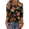 3/4 Length Sleeve Womens Tops Spring Clothes - Plus Size Crew Neck Dressy Casual Blouses - Business Teacher Going Out Trendy Tops Tunics for Leggings Orange XL view 1