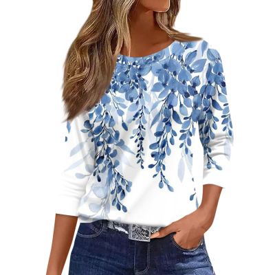 3/4 Length Sleeve Womens Tops Dressy Casual Blouses - Spring Fashion 2026 Plus Size Crew Neck Fitted Tshirt - Business Teacher Going Out Trendy Tops Tunics for Leggings 02-Navy 5X-Large
