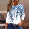 3/4 Length Sleeve Womens Tops Dressy Casual Blouses - Spring Fashion 2026 Plus Size Crew Neck Fitted Tshirt - Business Teacher Going Out Trendy Tops Tunics for Leggings 02-Navy 5X-Large view 2
