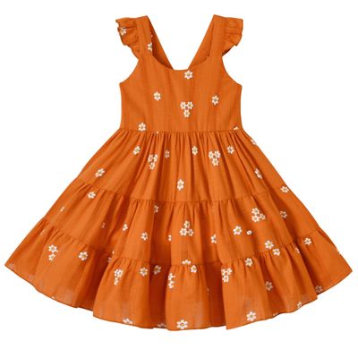 ALINTU Toddler Girls Dress Sleeveless Princess Beach Ruffle Sundress, Light Brown 4-5T