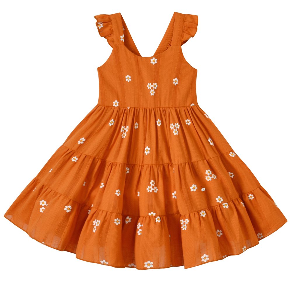 ALINTU Toddler Girls Dress Sleeveless Princess Beach Ruffle Sundress, Light Brown 4-5T