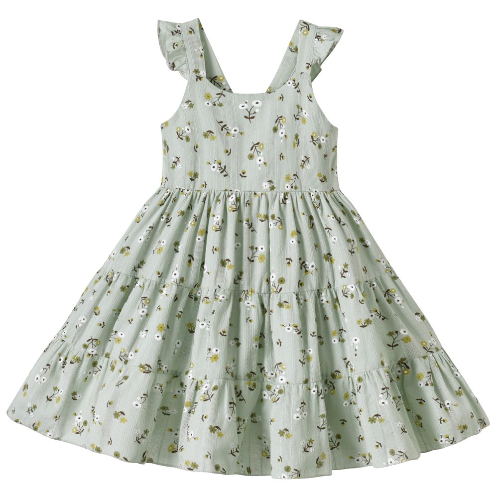 ALINTU Toddler Girls Dress Sleeveless Princess Beach Ruffle Sundress, Light Green 2-3T