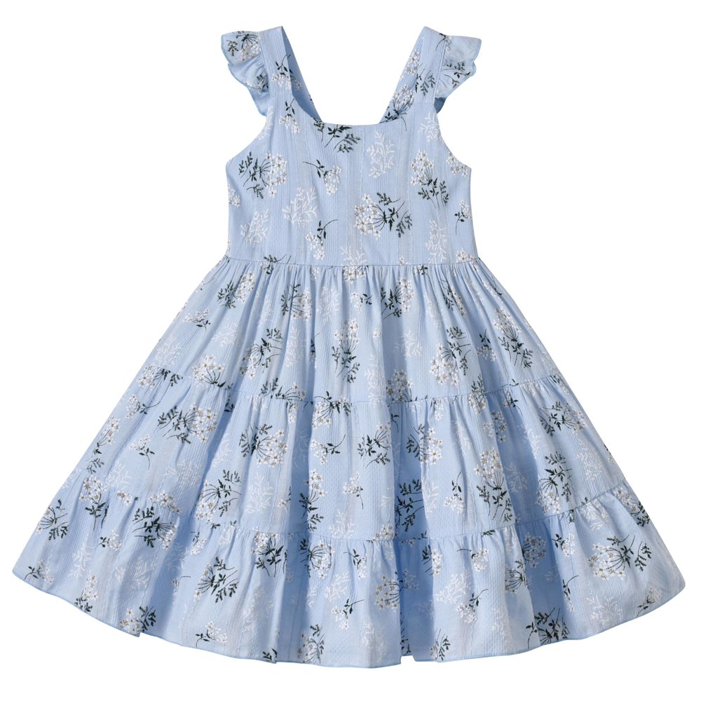 ALINTU Toddler Girls Dress Sleeveless Princess Beach Ruffle Sundress, Light Blue 3-4T