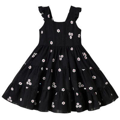 ALINTU Toddler Girls Dress Sleeveless Princess Beach Ruffle Sundress, Black 5-6 Years