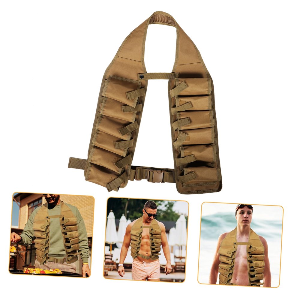 BESPORTBLE Creative Beer Belt Holder for Men Outdoor Beer Vest for Parties Picnics Hiking Versatile Drink Holder for Cans Bottles Khaki