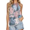 Monstera Palm Leaves Womens Crew Neck Tank Tops Print Sleeveless T Shirt Casual Blouses Top for Yoga Workout S view 1