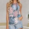Monstera Palm Leaves Womens Crew Neck Tank Tops Print Sleeveless T Shirt Casual Blouses Top for Yoga Workout S view 2