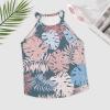Monstera Palm Leaves Womens Crew Neck Tank Tops Print Sleeveless T Shirt Casual Blouses Top for Yoga Workout S view 3