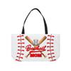 Baseball Mom Weekender Tote Bag Baseball Bag (White Bag with Red Baseball Mom Font)