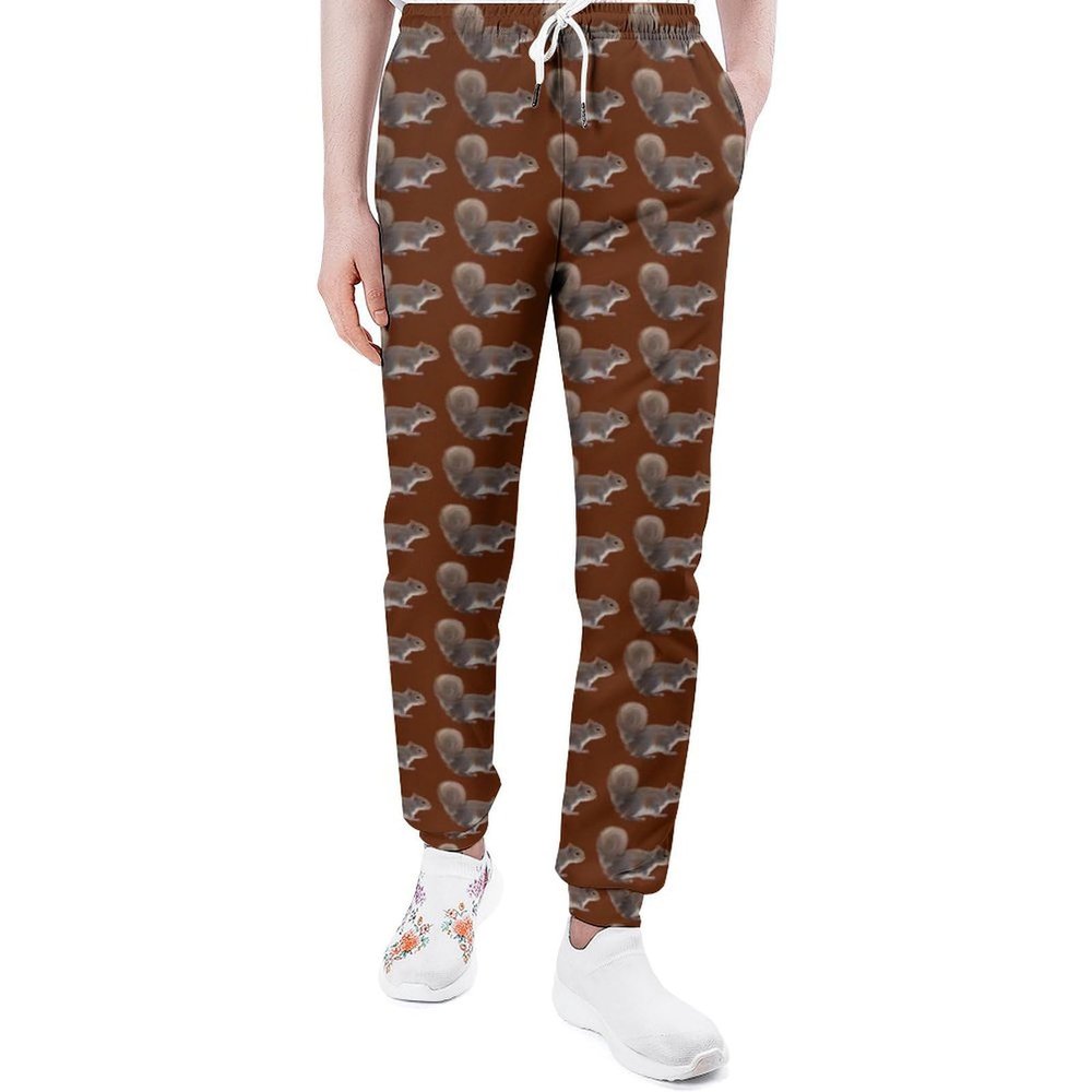 Funny Animal Squirrel Men's Joggers Sweatpants Cinch Bottom Athletic Pants Casual Workout Trousers S
