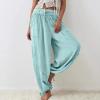 ZYXTIM Wide Leg Linen Pants for Women Summer Casual Palazzo Pants Drawstring Lightweight Flowy Boho Beach Pants with Pockets(Light Blue,X-Large) view 2