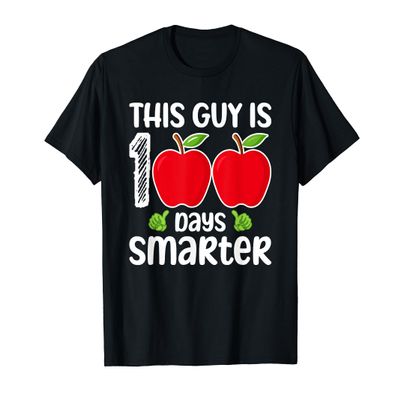 100th Day of School 2024 for Boys Adults 100 Days Smarter T-Shirt