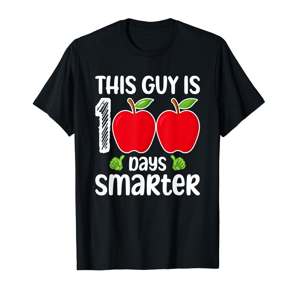 100th Day of School 2024 for Boys Adults 100 Days Smarter T-Shirt