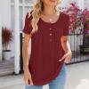 Dressy Tosp for Women Casual Short Sleeve Shirts Crew Neck Fitted Plus Size Pleated T-Shirts Fashion Blouses Tunic Tops Wine view 2