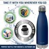 CHILLOUT LIFE Stainless Steel 2 Pack Water Bottle for Kids School: 17 oz Double Wall Insulated Cola Bottle Shape for Cold and Warm Drinks, 2 Set (Black - Navy Blue) view 2