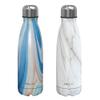 CHILLOUT LIFE Stainless Steel 2 Pack Water Bottle for Kids School: 17 oz Double Wall Insulated Cola Bottle Shape for Cold and Warm Drinks, 2 Set (Carrara Marble - Ocean Marble) view 1