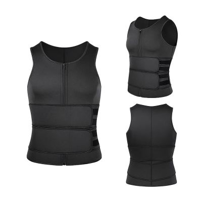 TIGAILIAN Sauna Vest With Slimming Belt Neoprene Men's Fitness Corset Sweat Vest Tank Top Shapewear Fitness Shirt Slimming Sauna Suits (Color : Black, Size : 3X-Large)