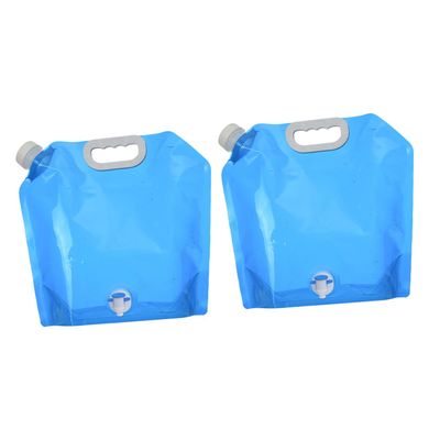 Kisangel 2pcs Foldable Water Bag Portable Outdoor Water Storage Pouch for Hiking Camping Fishing Sports Durable Design Efficient Inlet Outlet