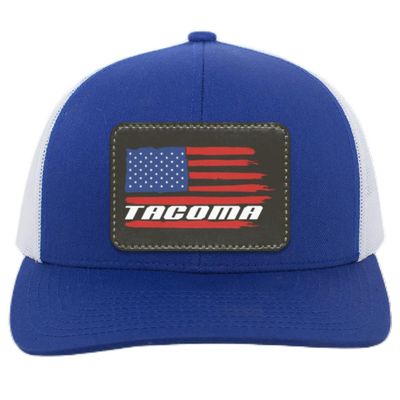 Tacoma American Flag USA Trucker Snap Back Hat Royal/White/Rectangle