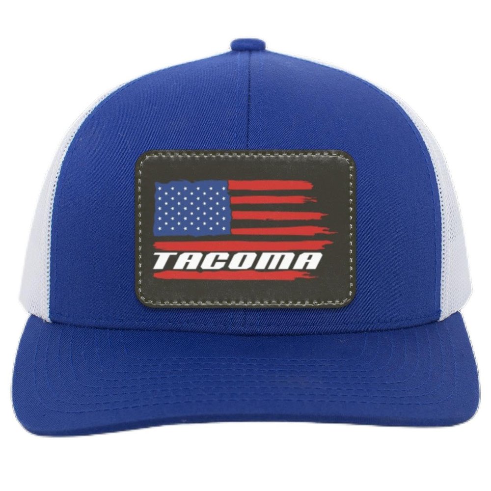Tacoma American Flag USA Trucker Snap Back Hat Royal/White/Rectangle