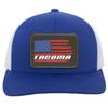 Tacoma American Flag USA Trucker Snap Back Hat Royal/White/Rectangle view 1