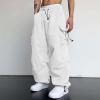 Men's Cargo Pants Elastic Waist Lightweight Drawstring Outdoor Tactical Pants Fashion Streetwear Athletic Hiking Pants White view 2