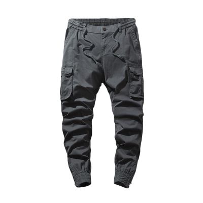 Cargo Pants for Men Stretch Casual Athletic Cotton Tactical Pants Loose Fit Sweatpants Outdoor Joggers Hiking Pants Gray