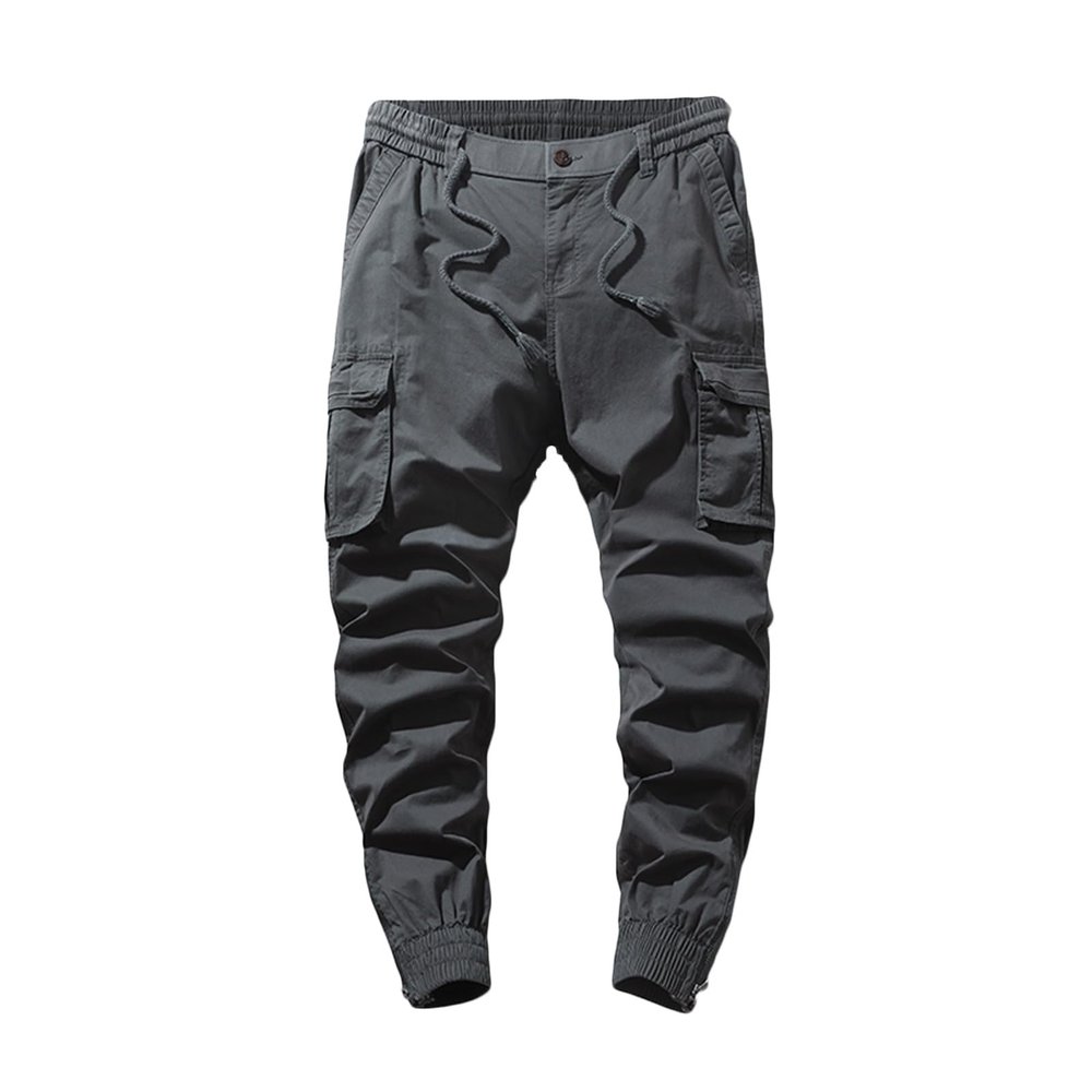Cargo Pants for Men Stretch Casual Athletic Cotton Tactical Pants Loose Fit Sweatpants Outdoor Joggers Hiking Pants Gray