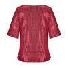Womens Sequin Tops Glitter Sparkle Cocktail Party Crew Neck Pullover Trendy Short Sleeve T Shirts Fashion Fitted Blouse view 3