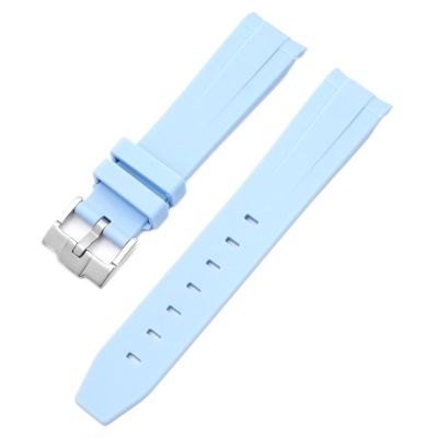 GUMMMY Camouflage Strap for Omega for Swatch MoonSwatch Curved End Silicone Rubber Bracelet Men Women Sport Watch Band Accessorie 20mm (Color : Baby blue, Size : 20mm)