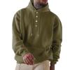 xoxingysm Mens Fleece Sweatshirt Hooded Flannel Henley Half Button Stylish Thermal Athletic Coat Winter Outdoor Jogging Hoodies Sportwear with Pocket view 2