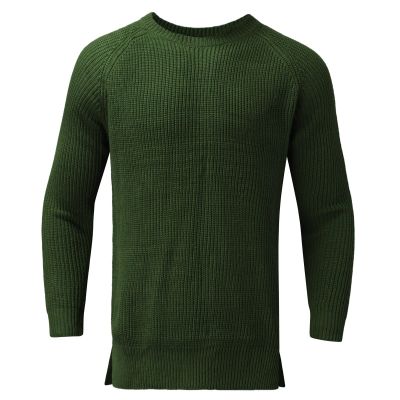 xoxingysm Mens Crewneck Sweater Casual Long Sleeve Solid Fall Winter Thermal Basic Designed Kinted Pullover Top Army Green