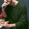xoxingysm Mens Crewneck Sweater Casual Long Sleeve Solid Fall Winter Thermal Basic Designed Kinted Pullover Top Army Green view 3