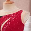 XUNZOO Kid Girls Ice Figure Skating Costume Patchwork Color Mesh Leotard Dress for Dance Performance Burgundy 8 Years view 2