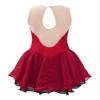 XUNZOO Kid Girls Ice Figure Skating Costume Patchwork Color Mesh Leotard Dress for Dance Performance Burgundy 8 Years view 3