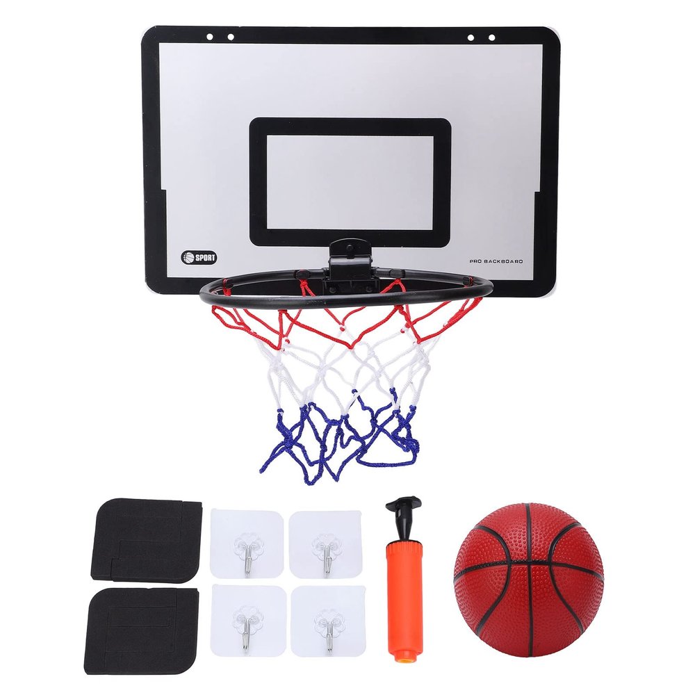 QANYEGN Wall Moted Basket Hoop Set, Perforation Hole-Less Indoor Basket Hoop, Basket Hoop Game for Bedroom, Office
