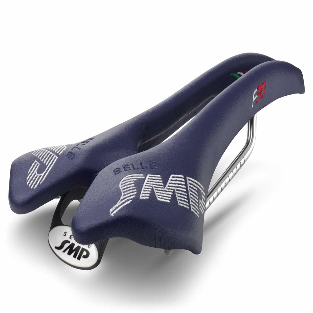 Selle SMP F30 Saddle with Carbon Rails (Navy Blue), Fluro Yellow