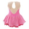 XUNZOO Kid Girls Ice Figure Skating Costume Patchwork Color Mesh Leotard Dress for Dance Performance Pink 12 Years view 3
