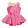 XUNZOO Kid Girls Ice Figure Skating Costume Patchwork Color Mesh Leotard Dress for Dance Performance Pink 12 Years view 4