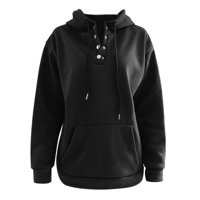 xoxingysm Mens Fleece Sweatshirt Hooded Flannel Henley Half Button Stylish Thermal Athletic Coat Winter Outdoor Jogging Hoodies Sportwear with Pocket Black