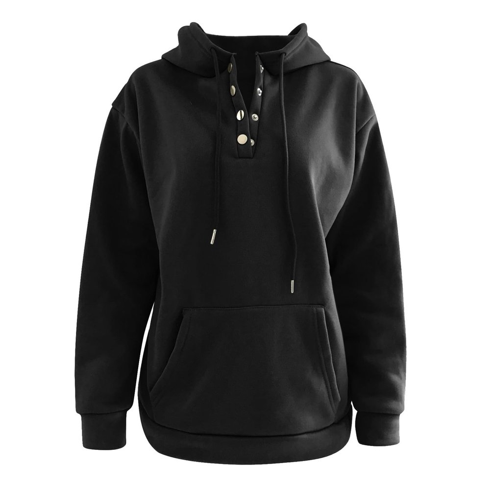 xoxingysm Mens Fleece Sweatshirt Hooded Flannel Henley Half Button Stylish Thermal Athletic Coat Winter Outdoor Jogging Hoodies Sportwear with Pocket Black