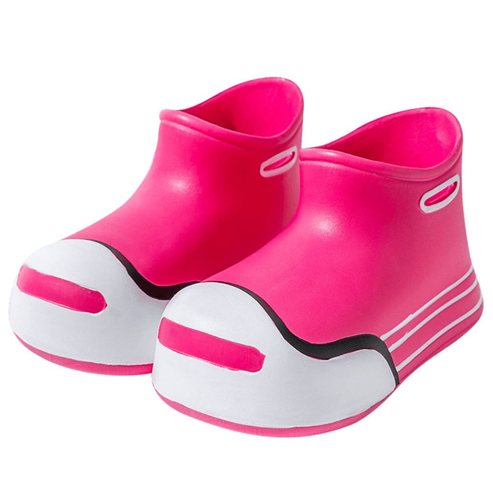 Toddler Ankle Boots Lightweight Water Proof Leather Short Rain Boots Adorable Rubber Comfy (Watermelon Red, 1 Big Kids)