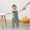 DISAUR Baby Boy Clothes Toddler Boy Outfits, 4PC Gentleman Short Sleeves Romper + Vest + Pants + Bow Tie Cotton Suit Set (Light green, 12-18 Months) view 3
